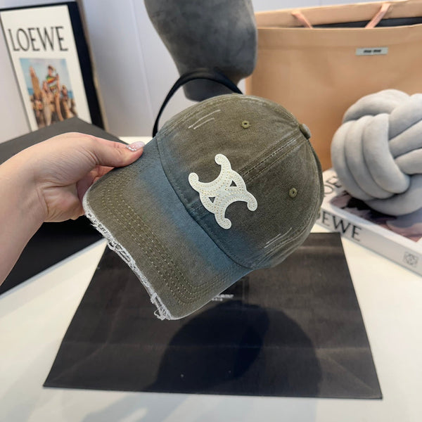 Celin Cap Green Gray Denim Fabric 210460