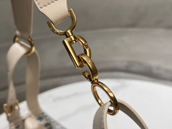 CD Jacquard Hobo Bag 26 With Chain Blue White Canvas