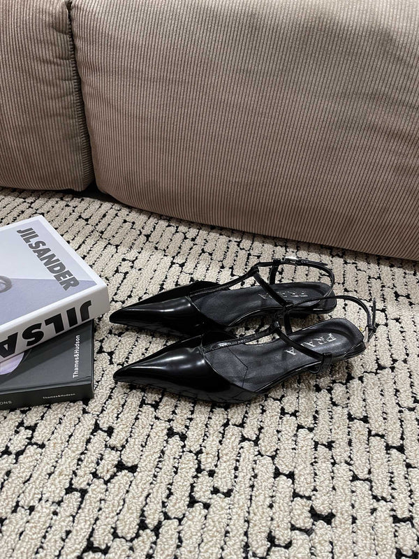 PRA PATENT LEATHER SLINGBACK PUMPS BLACK