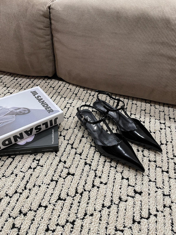 PRA PATENT LEATHER SLINGBACK PUMPS BLACK