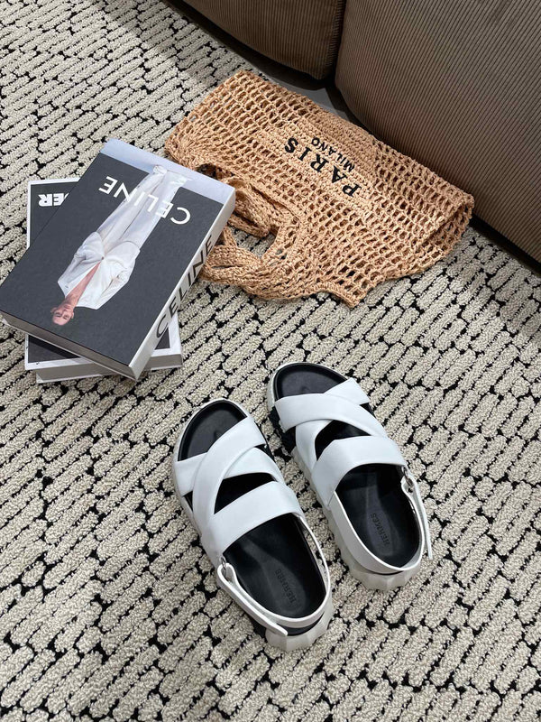 SANDALO ELETTRICO NERO MIX BIANCO PELLE DI VITELLO