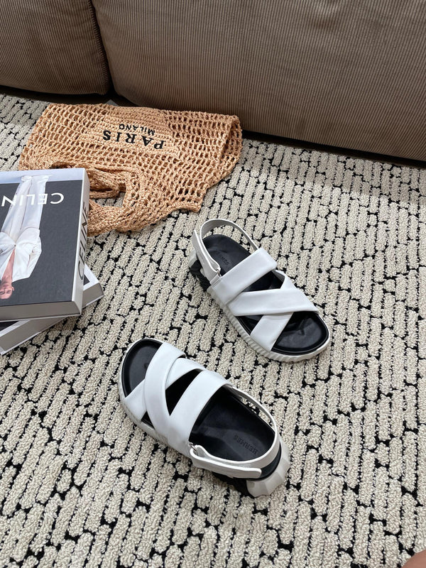 SANDALO ELETTRICO NERO MIX BIANCO PELLE DI VITELLO