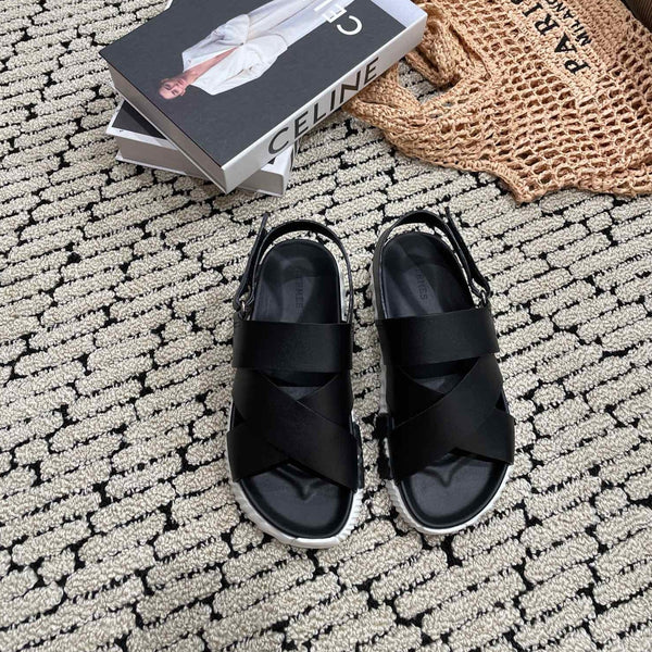 SANDALO ELETTRICO IN PELLE DI VITELLO NERA