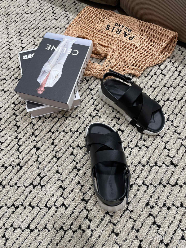 SANDALO ELETTRICO IN PELLE DI VITELLO NERA