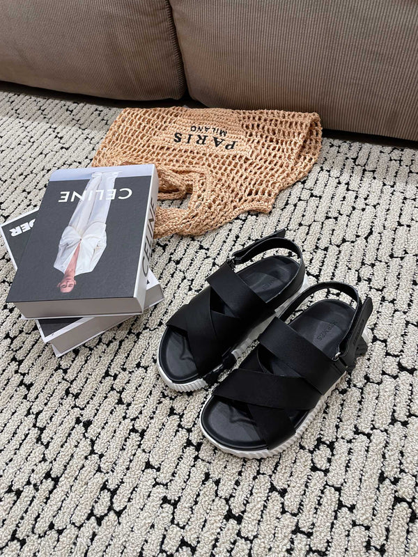 SANDALO ELETTRICO IN PELLE DI VITELLO NERA