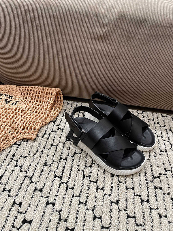 SANDALO ELETTRICO IN PELLE DI VITELLO NERA