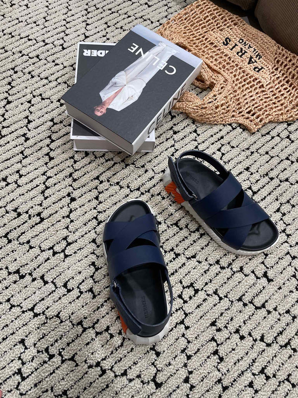 ELECTRIC SANDAL BLACK MIX NAVY CALFSKIN