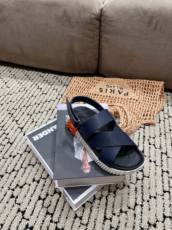 ELECTRIC SANDAL BLACK MIX NAVY CALFSKIN