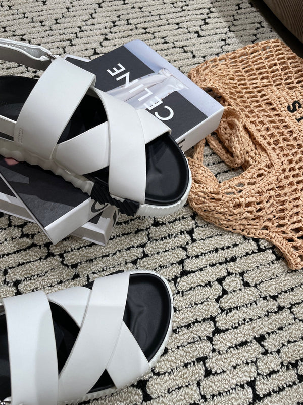 SANDALO ELETTRICO NERO MIX PELLE DI VITELLO BIANCO CREMA