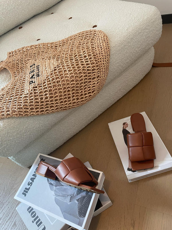 patch mule 35 brown lambskin