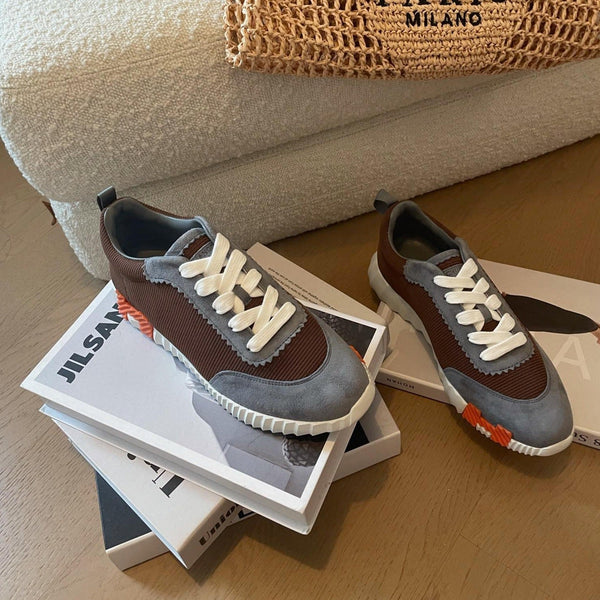 SNEAKERS BOUNCING IN PELLE DI VITELLO MARRONE MIX GRIGIO
