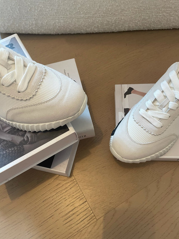 HM Bouncing 35 Sneakers White Canvas & Suede Goatskin H Black Orange