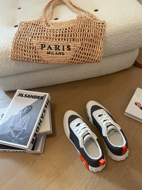 HM Bouncing 35 Sneakers Black Canvas White Suede Goatskin H Seafoam Orange