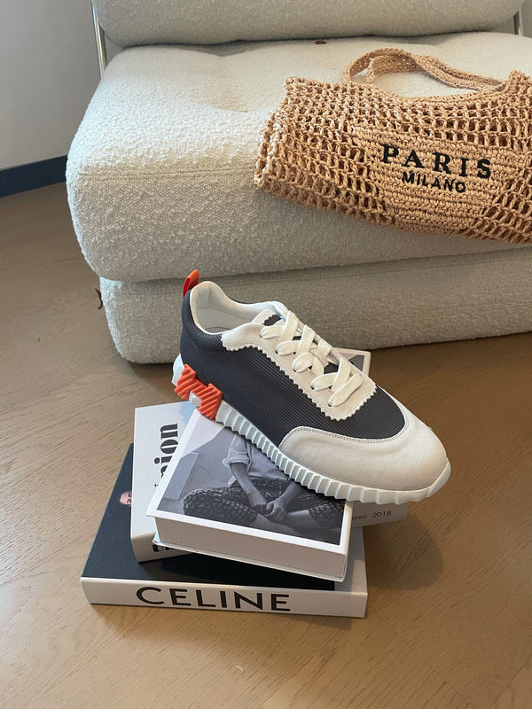 HM Bouncing 35 Sneakers Black Canvas White Suede Goatskin H Seafoam Orange