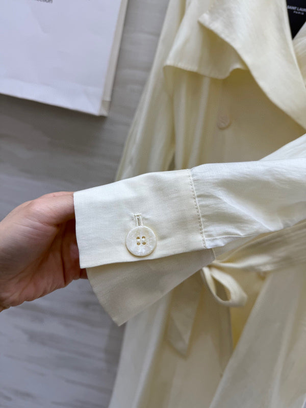 Giacca a vento YSL 25 in tencel color crema