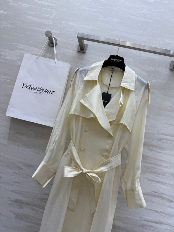 Giacca a vento YSL 25 in tencel color crema