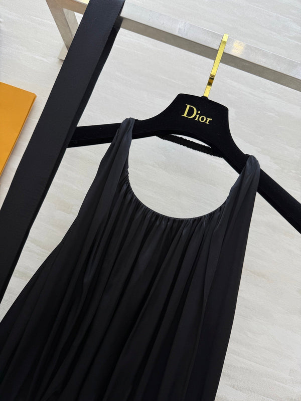 LV 25 Halter Neck Little Black Elegant Dress Black Cotton