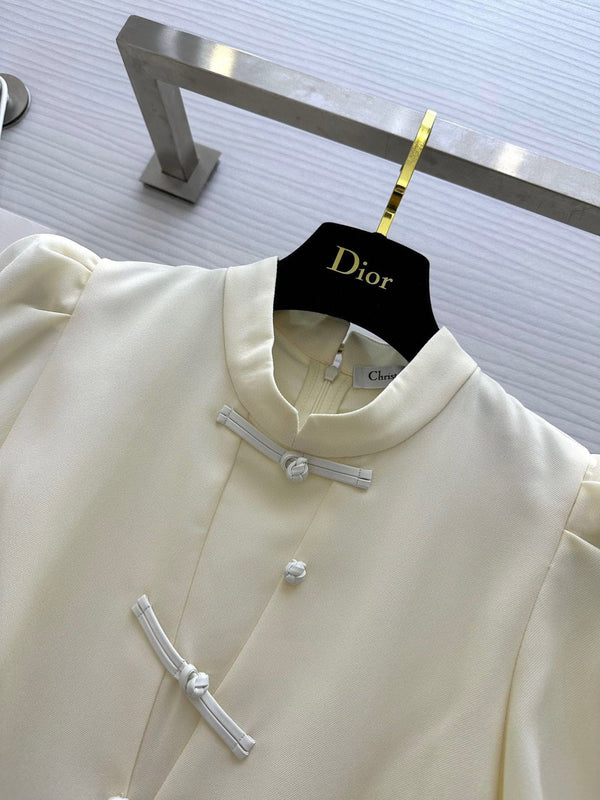 CD 25 Abito in cotone crema chiaro