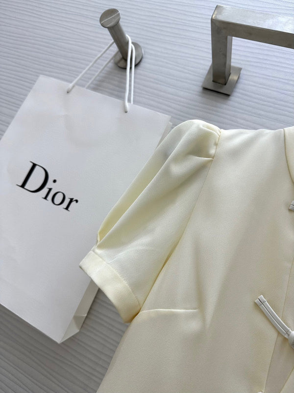 CD 25 Abito in cotone crema chiaro