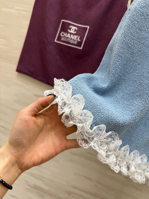 CC Patchwork Lace T-shirt Blue Cashmere