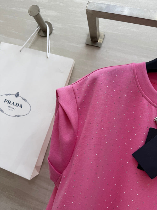 Prada 25 Diamond Dress Pink Cotton