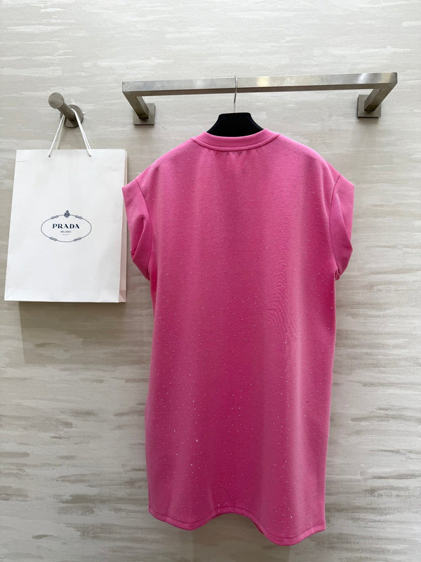 Prada 25 Diamond Dress Pink Cotton