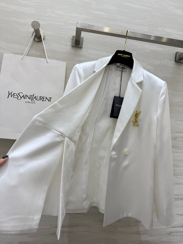Giacca da abito YSL 25 in triacetato bianco