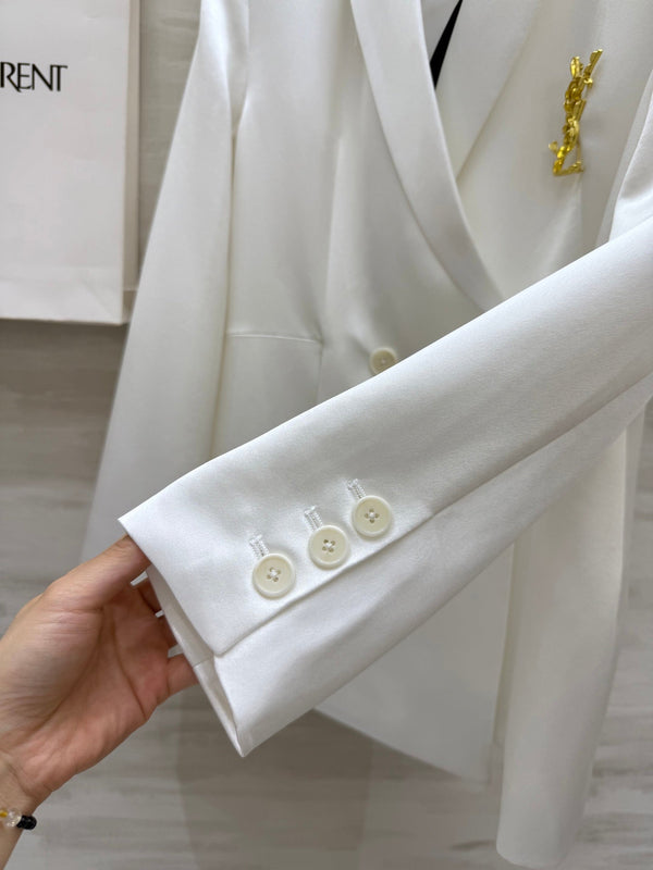 Giacca da abito YSL 25 in triacetato bianco