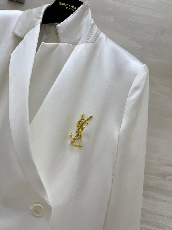 Giacca da abito YSL 25 in triacetato bianco