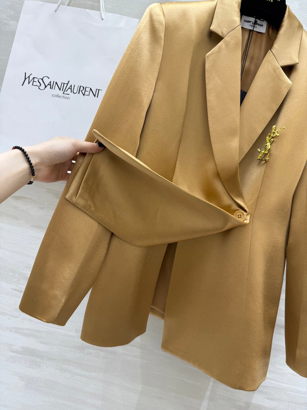 Giacca da abito YSL 25 in triacetato oro metallizzato