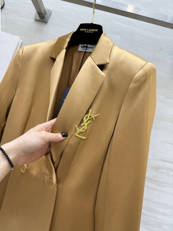 Giacca da abito YSL 25 in triacetato oro metallizzato