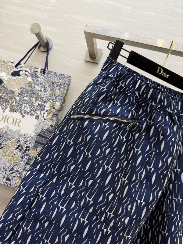 CD 25 Letter Skirt Blue Jacquard Fabric