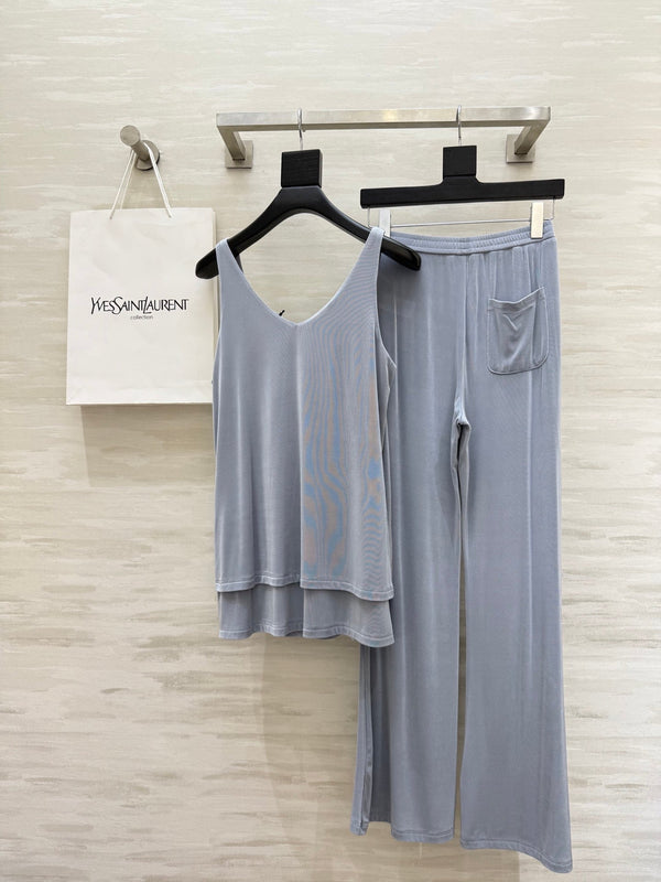 YSL 25 Vest Pant Set Pastel Blue Acetate