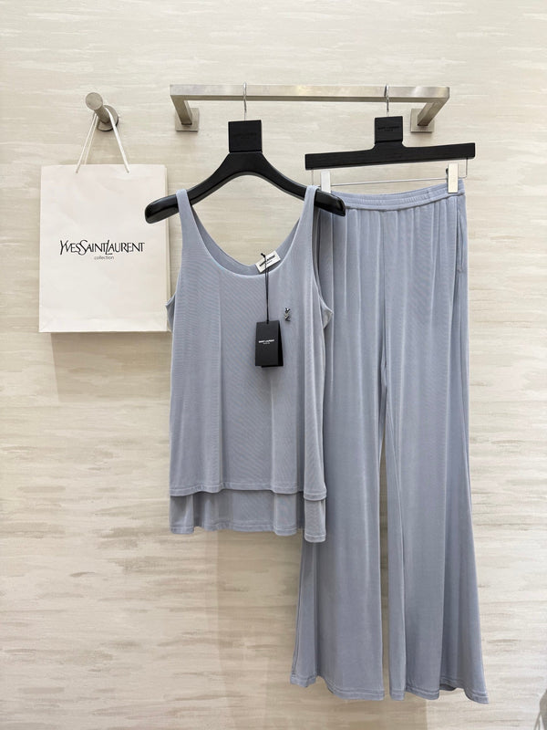 YSL 25 Vest Pant Set Pastel Blue Acetate