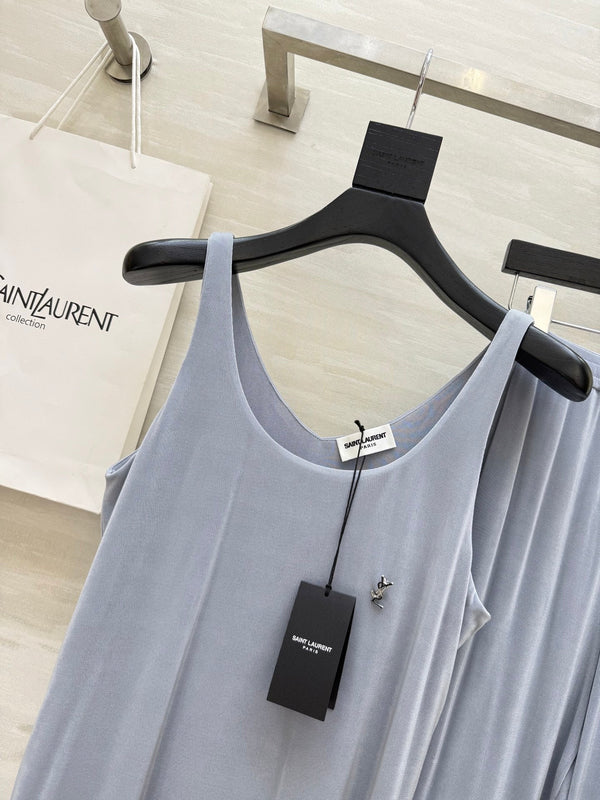 YSL 25 Vest Pant Set Pastel Blue Acetate