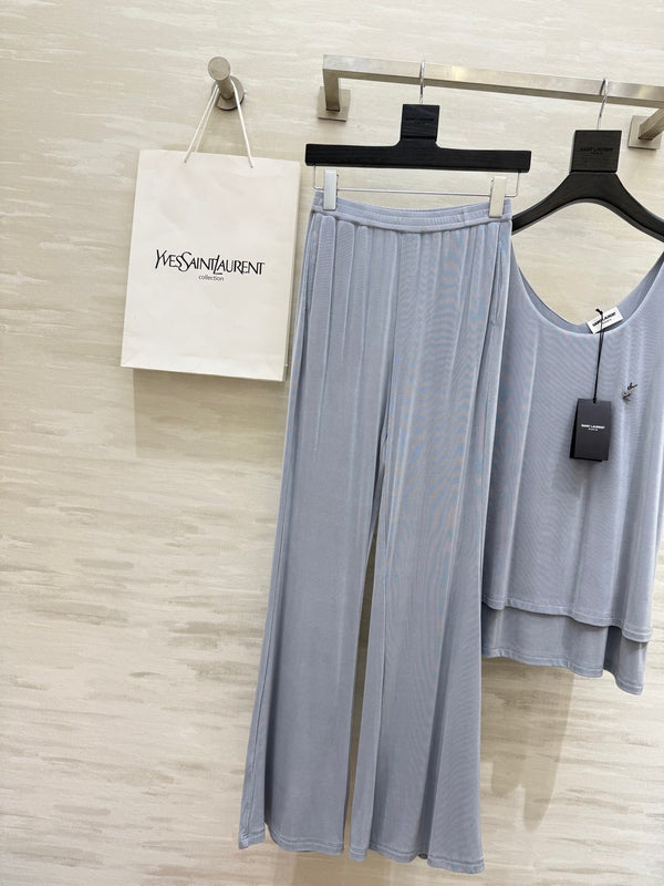 YSL 25 Vest Pant Set Pastel Blue Acetate