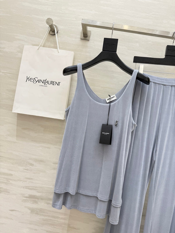 YSL 25 Vest Pant Set Pastel Blue Acetate