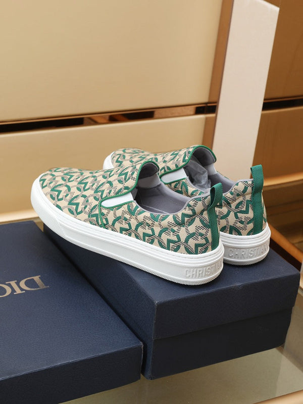 CD SOLAR SLIP-ON BEIGE MIX DARK GREEN FABRIC