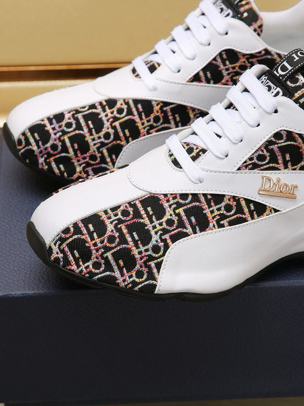 CD LINE SNEAKER WHITE CALFSKIN AND MONOGRAM BLACK FABRIC