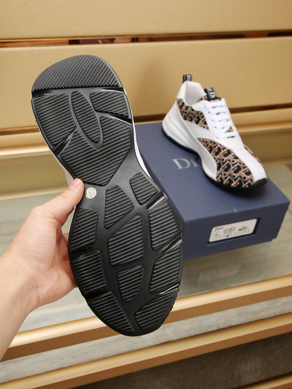 CD LINE SNEAKER WHITE CALFSKIN AND MONOGRAM BLACK FABRIC