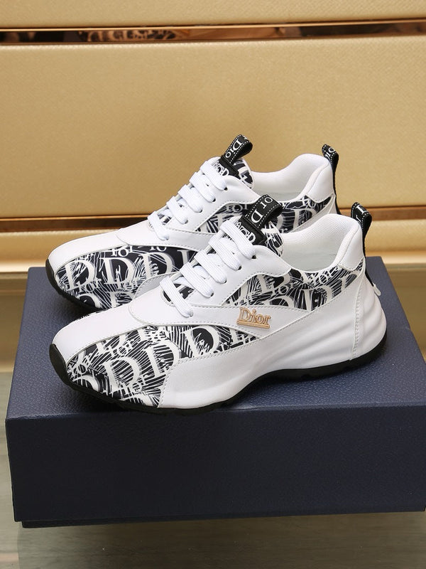 CD LINE SNEAKER WHITE AND BLACK CALFSKIN