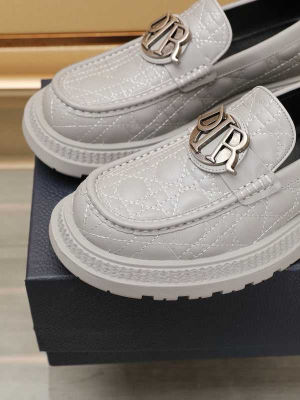 CD EXPLORER LOAFER LIGHT GRAY EMBROIDED CALFSKIN