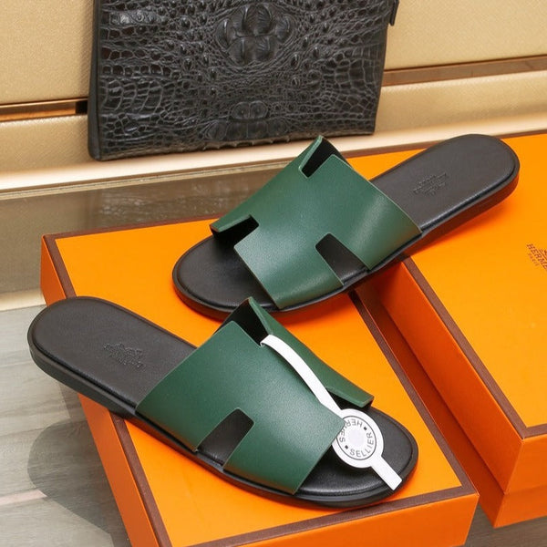 HM IZMIR SANDAL DARK GREEN AND BLACK CALFSKIN