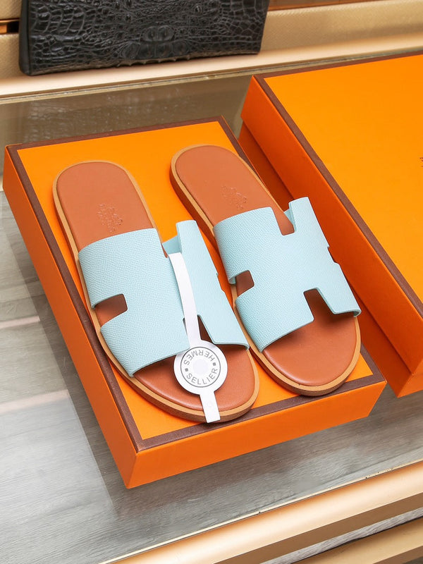 HM IZMIR SANDAL PASTEL BLUE AND TIGER CALFSKIN