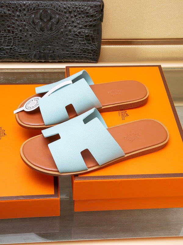 HM IZMIR SANDAL PASTEL BLUE AND TIGER CALFSKIN