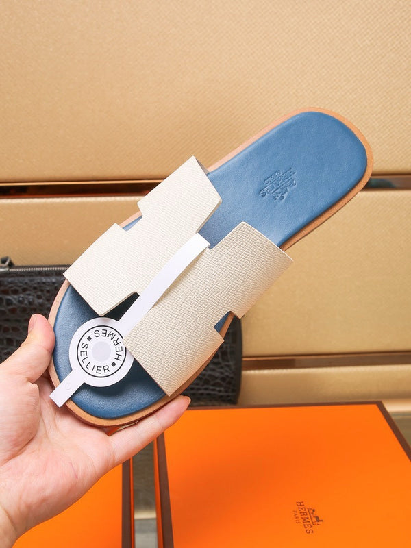 HM IZMIR SANDAL AEGEAN AND WHITE CALFSKIN