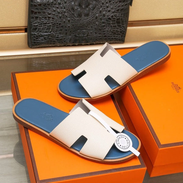 HM IZMIR SANDAL AEGEAN AND WHITE CALFSKIN