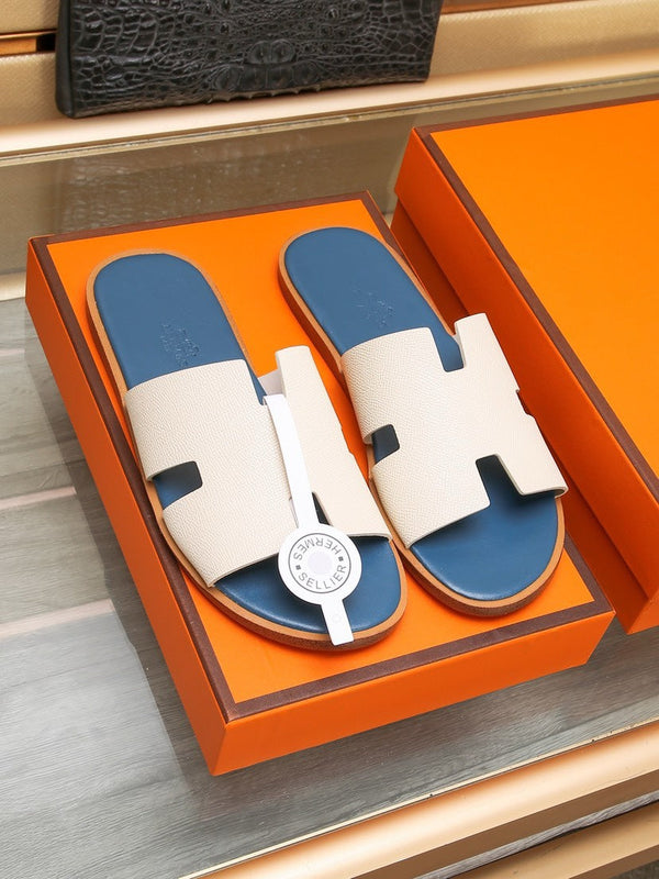 HM IZMIR SANDAL AEGEAN AND WHITE CALFSKIN