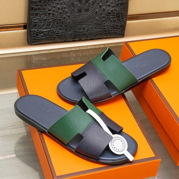 HM IZMIR SANDAL BLACK AND DARK GREEN LAMBSKIN