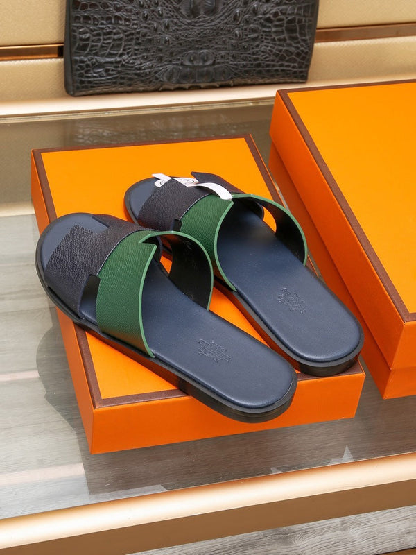 HM IZMIR SANDAL BLACK AND DARK GREEN LAMBSKIN